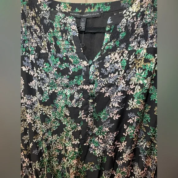 NWT White House Black Market Smocked Blouson Dress- Little Lead Burnout - Picture 12 of 16